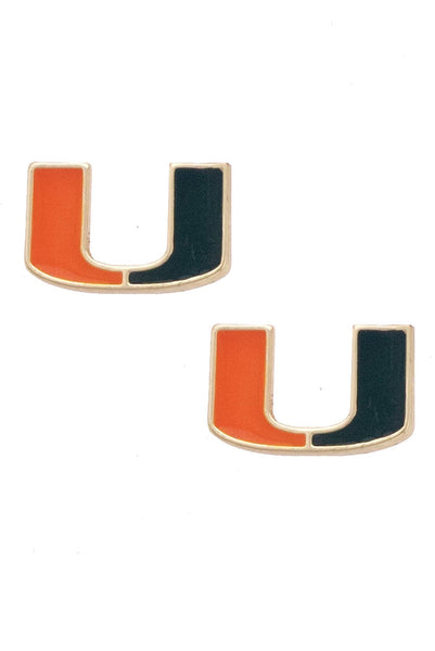 Miami Hurricanes Enamel Logo Stud Earrings