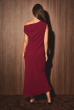 Marli Asymmetrical Shoulder Midi Dress