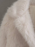 Stylish Loose Midi Faux Fur Coat - White