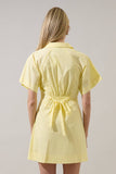 Durella Button Down Mini Dress- Yellow