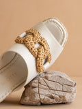 The Aime | Wedge with Raffia - White