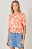 Mystree Double Gauze Printed On and Off Shoulder Top