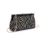 Samira - Zebra Evening Bag: Natural Black