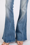 Jackie High Rise Detailed Stretch Flare Jeans - Blue