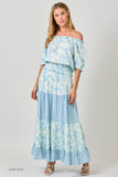 Mystree Double Gauze Printed On and Off Shoulder Top