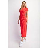 Basic Brittany T-Shirt Midi Dress - Red