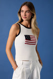 "USA FLAG " Round Neck Ribbed Sweater Vest