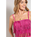 Rhinestone Suede Fringe Tank Top
