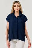 Lila Button Down Short Sleeve Game Day Top