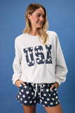 "USA" Embroidered Sweatshirt- Melange