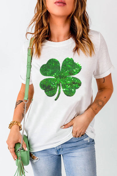 St. Patrick Clover Sequin Graphic Tee