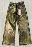 Q2 Black Wide Leg Jeans with Metallic Glow - Black/Gold