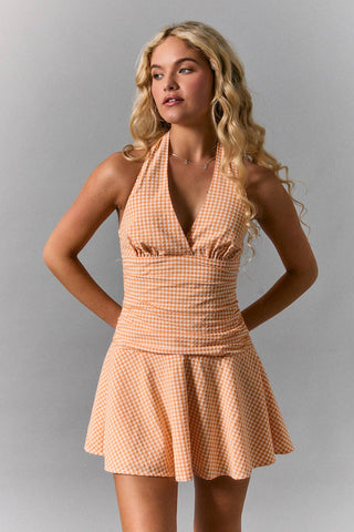 Abby Crush Halter Gingham Mini Dress