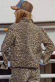 The Q2 Leopard Print Denim Jacket - Brown