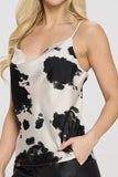 Western Cow Print Silky Satin Tank Top