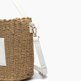 Sunset Straw Bucket Mini Tote Bag: Brown