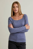 Scooped Neckline with Long Sleeves Top