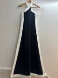 Italian Contrast Stripe Halter Maxi Dress