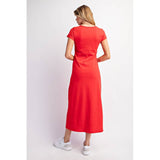 Basic Brittany T-Shirt Midi Dress - Red