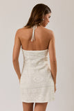 Halter Neck Crochet Floral Detail Mini Dress