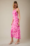 Butterfly Kisses Bias Midi Slip Dress - Fuchsia