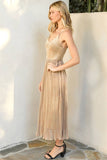 Mystree Shiny Mixed Cami Midi Dress: Champagne