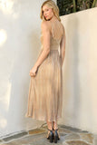 Mystree Shiny Mixed Cami Midi Dress: Champagne
