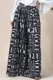 Vogue White Print Palazzo Pants - Black