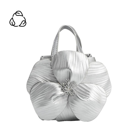 Monroe Silver Flower Recycled Vegan Top Handle Bag