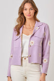 Mystree Flower Patterned Sweater Jacket