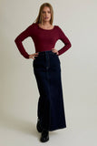 Scooped Neckline with Long Sleeves Top