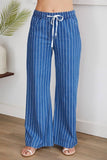 Venti6 Chambray Drawstring Pinstripe Wide Leg Pants