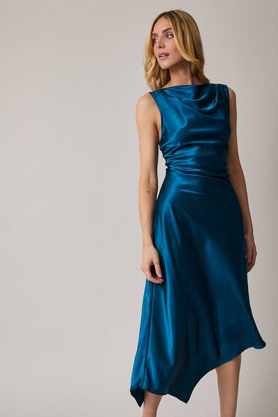 Samantha Sleveless Bias Satin Midi Dress