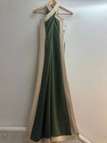 Italian Contrast Stripe Halter Maxi Dress