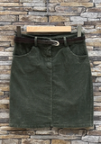 Italian Corduroy Skirt w/ Belt