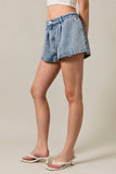 Mid Waist Flare Denim Shorts -Denim