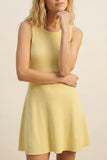 The Q2 Ribbed Knit Fit and Flare Dress- Yellow