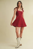 Game Day Strap Tie Flowy Mini Dress