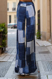 Anouk Patch Denim Print Pants- Blue