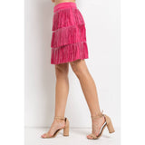 Rhinestone Suede Fringe Skirt