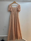 Floral Print Puff Sleeve Midi Dress