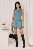 High Waist Flared Mini Skort - LW Denim