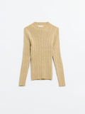 The Q2 Fitted Ribbed Sweater with Silver Thread Detail