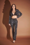 The Boss Rhinestone Pinstripe Cropped Blazer