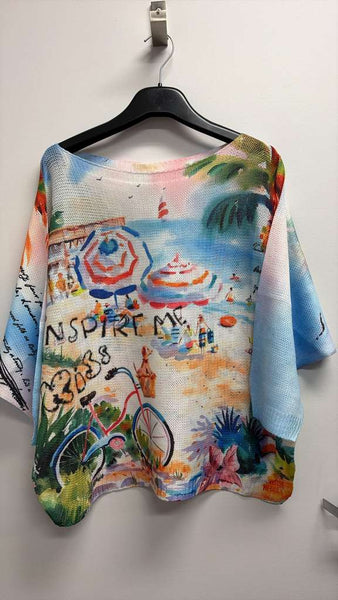 Blue Beach Italian Printed Sweater
