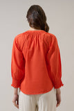 Yamila Long Sleeve Button Down Top- Tomato