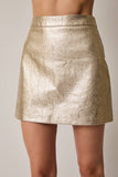 Foul Faux Leather Mini Skirt -Gold