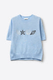 The Q2 Short Sleeve Seashell Sweater- Light Blue