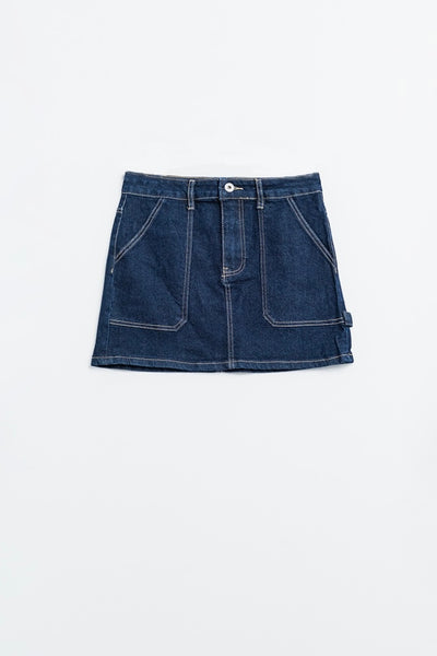 The Q2 Dark Denim Mini Skirt