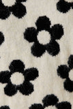 Round Neck Floral Pattern Sweater - Cream/Black